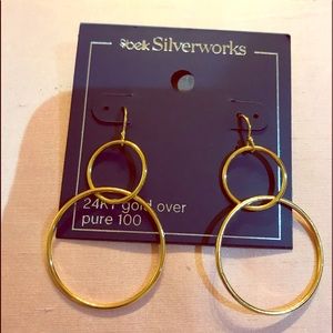 NWT Belk Silverworks double hoop earrings 24kt